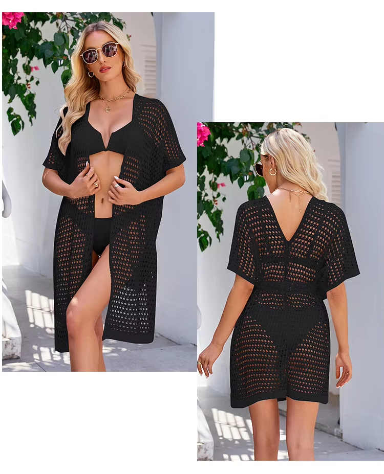 Sexy Hollow Knit Beach Out Holiday Toups Tops Crochet Bikini Beach Coverning Up Women's Tunic
