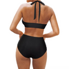 Custom V pescoço 2 peças Mulheres de banho sexy Halter feminino feminino de banho de biquíni sexy biquíni de verão de cintura alta