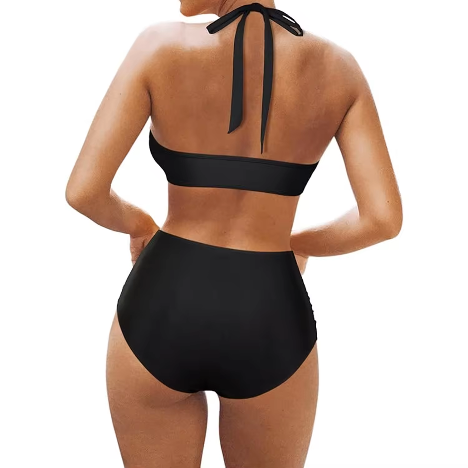 Custom V pescoço 2 peças Mulheres de banho sexy Halter feminino feminino de banho de biquíni sexy biquíni de verão de cintura alta