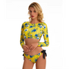 Mulheres de duas peças, guarda de banho de roupas de banho de maiô de banho de banho com Rashguard Gril Rashguard