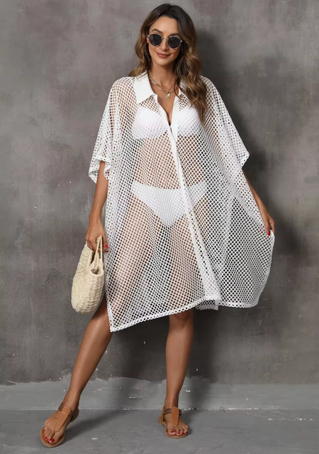 Camisa de malha de verão feminina Camisa de praia de biquíni na praia