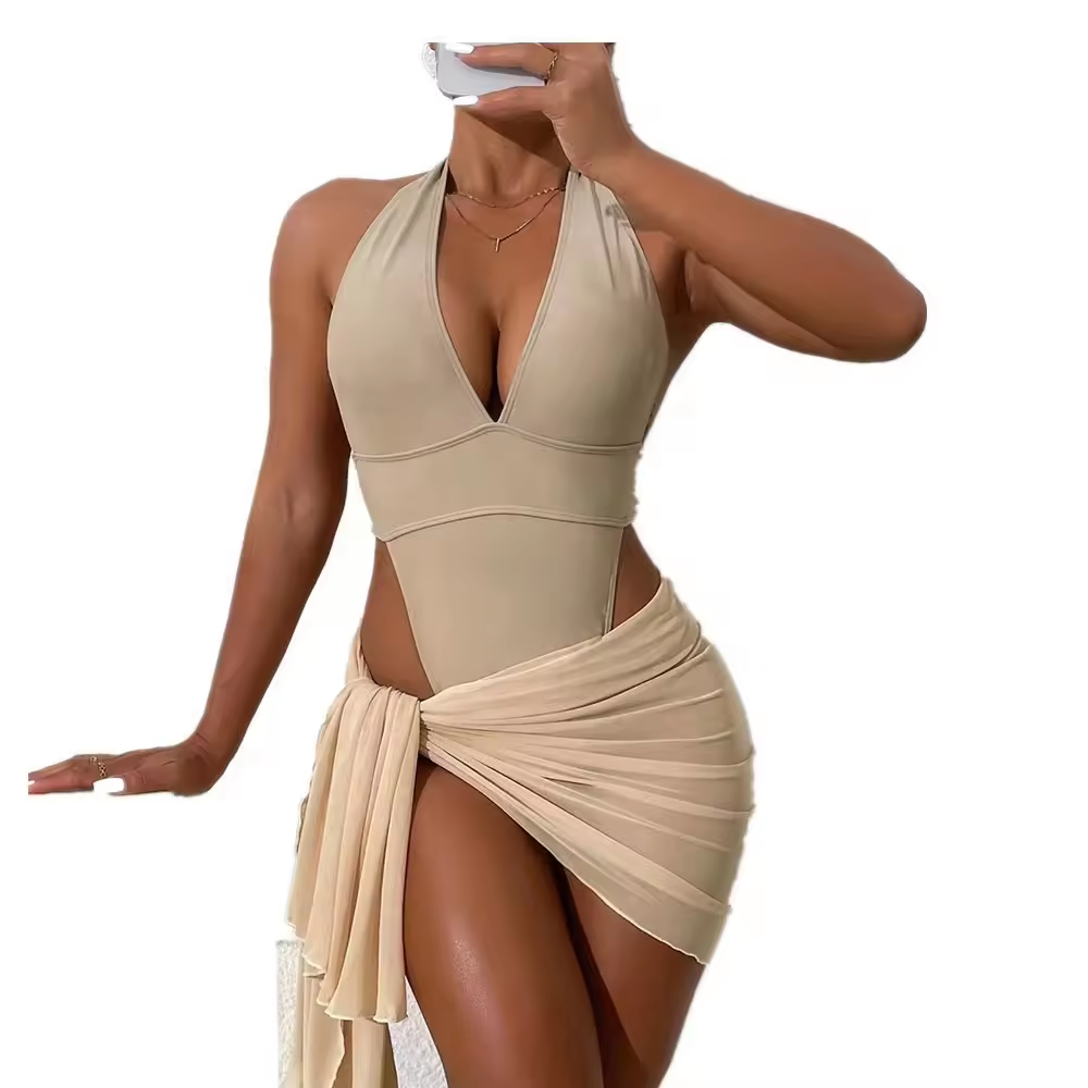 Mulheres de biquíni personalizadas se sente Soild Swimsuit Cover Up String String Beachwear Awear
