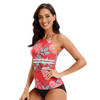 Logo Tankini personalizado com cobertura de biquíni 2pcs Salia de cordão de praia vestir roupas de banho feminino