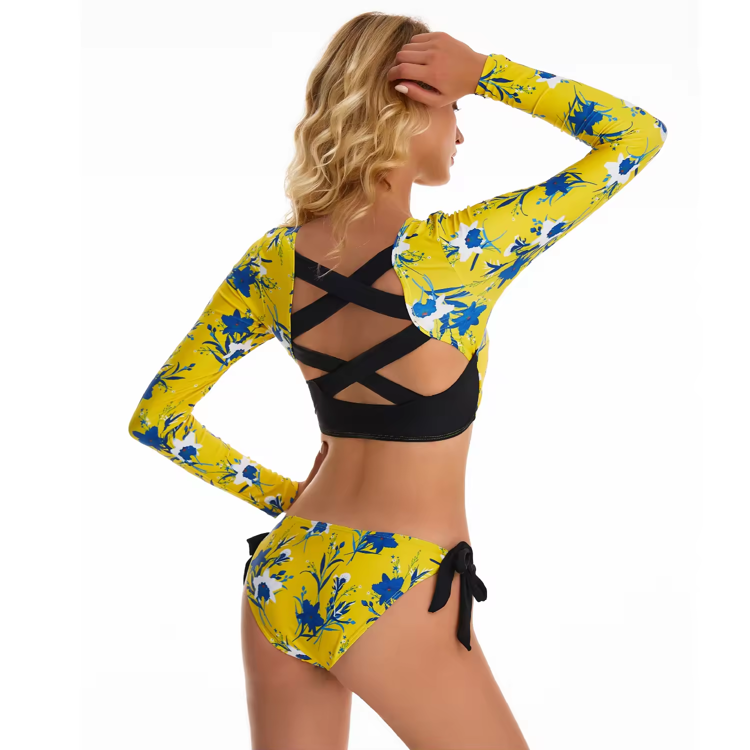 Mulheres de duas peças, guarda de banho de roupas de banho de maiô de banho de banho com Rashguard Gril Rashguard