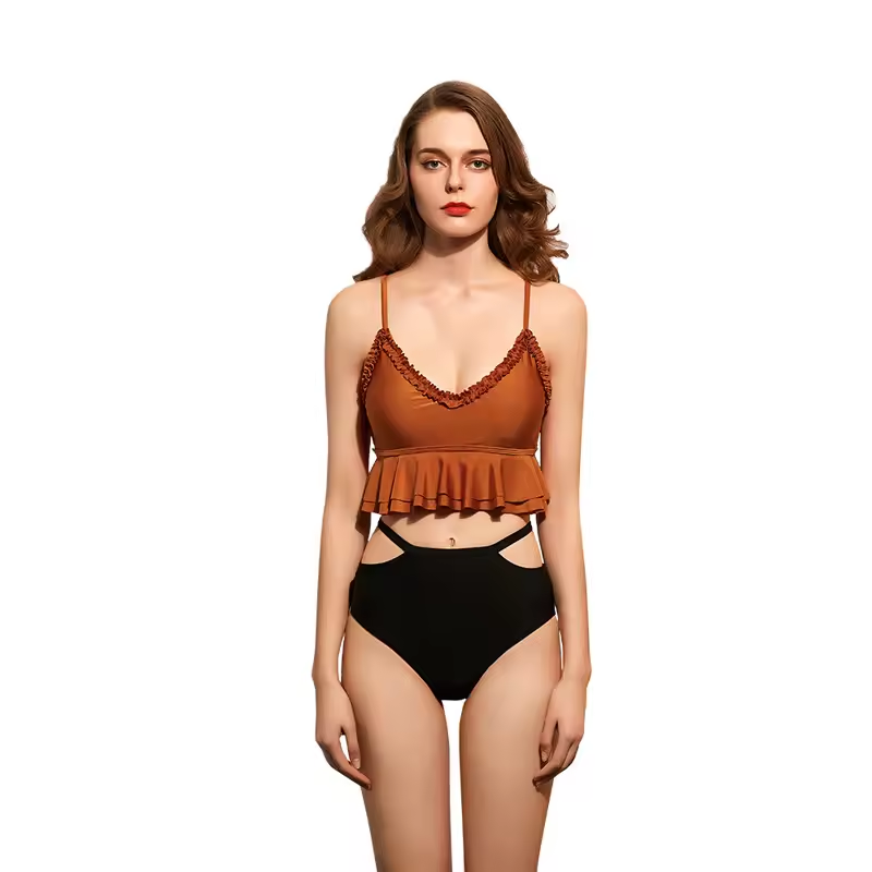 Fabric moda de tecido reciclado Senhoras de biquíni de duas peças maiô feminino de moda feminina