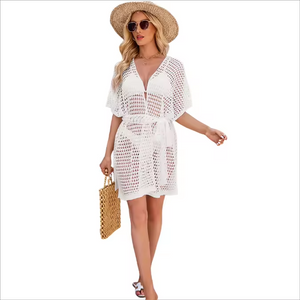 Sexy Hollow Knit Beach Out Holiday Toups Tops Crochet Bikini Beach Coverning Up Women's Tunic