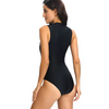Lisonjeando uma peças Monkini Zipper barato Terno de banho Curvy Beach Bikinis