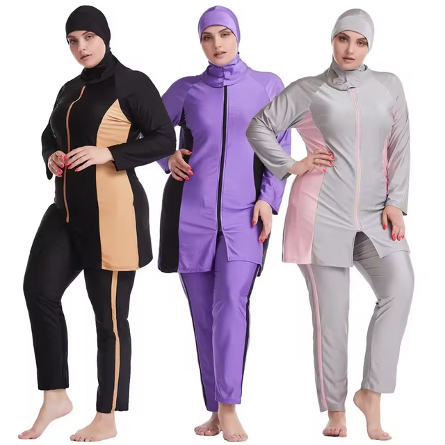 PLUS TAMANHO MUNIMIM SWIRO UM BURKINIS TAPE DO BAIO DE BAIO DE BAIO Cobertura completa de roupas de banho muçulmanas