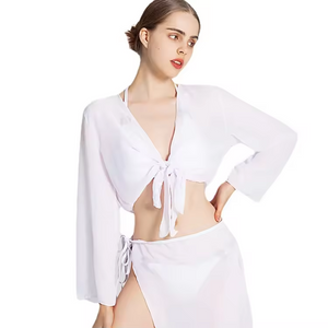 Minadas para mulheres com encobrimento Sexy Halter Bikini define roupas de banho de três peças
