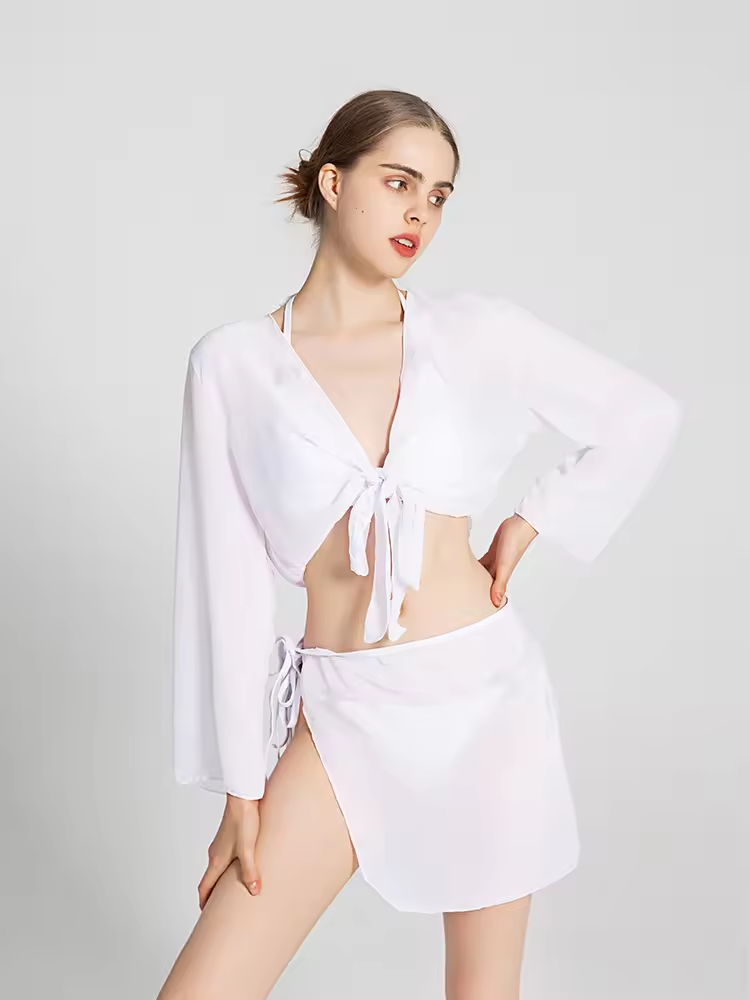 Minadas para mulheres com encobrimento Sexy Halter Bikini define roupas de banho de três peças