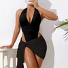 Mulheres de biquíni personalizadas se sente Soild Swimsuit Cover Up String String Beachwear Awear