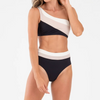  Block Single ombro Top Biquíni Sets Logotipo personalizado 2pcs maiô