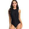 Lisonjeando uma peças Monkini Zipper barato Terno de banho Curvy Beach Bikinis