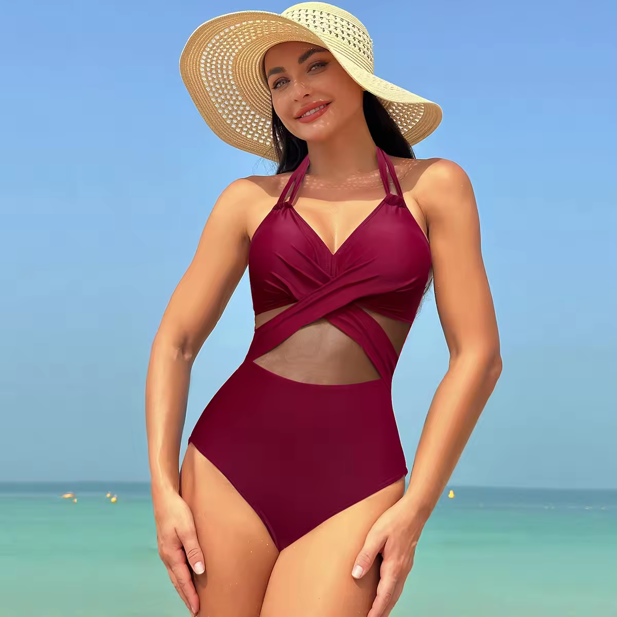Summer New Women Women One Piece Swimsuit Black Color Swimming Suit