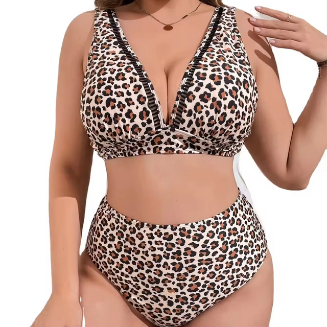 Design personalizado Biquíni de roupas de banho de duas peças para mulheres gordas na cintura alta desgaste de natação
