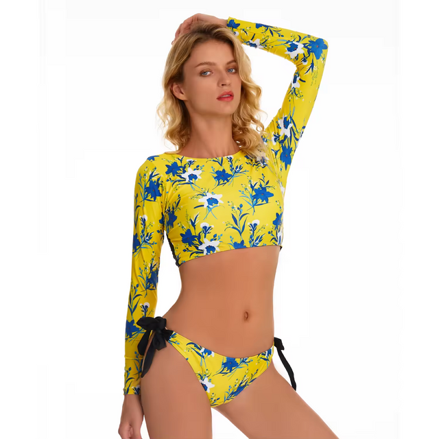 Mulheres de duas peças, guarda de banho de roupas de banho de maiô de banho de banho com Rashguard Gril Rashguard