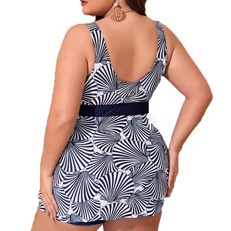 Plus size tankini conjunto colorblock bloqueio de duas peças de casca de casca de casca de maiô alto mano de banho de praia modesta